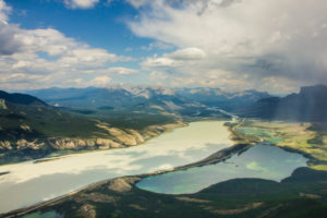 Rocky Mountains, valley with sunrays, Canada Rocky Mountains, valley with sunrays, Canada